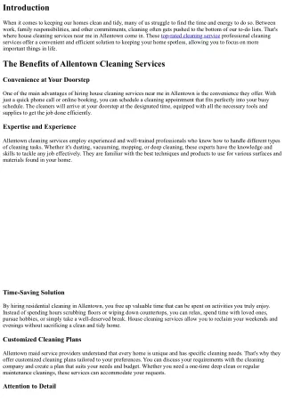 Why Choose House Cleaning Services Near Me in Allentown?