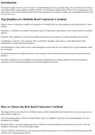 Choosing the Right Color for Your New Roof: Expert Advice from a Top Carlsbad Ro