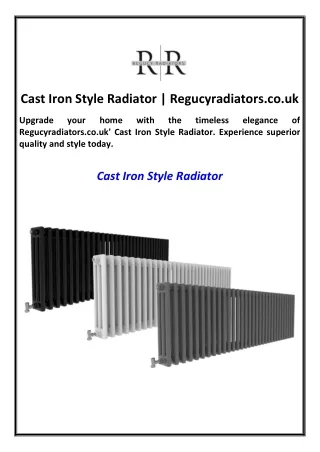 Cast Iron Style Radiator | Regucyradiators.co.uk