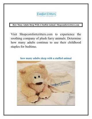 How Many Adults Sleep With A Stuffed Animal | Shopcomfortcritters.com