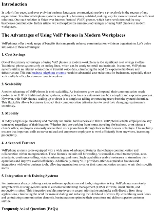 The Advantages of Using VoIP Phones in Modern Workplaces