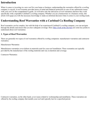 Understanding Roof Warranties with a Carlsbad Ca Roofing Company