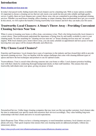 Trustworthy Local Cleaners: A Stone's Throw Away