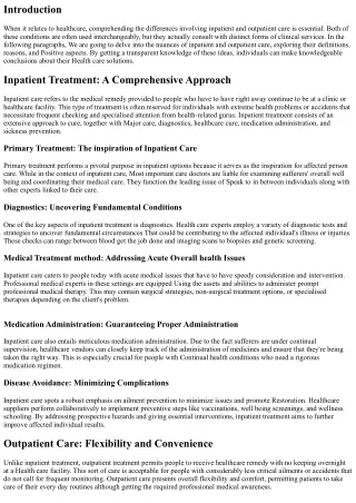 Inpatient vs. Outpatient Treatment: Comprehending the Discrepancies