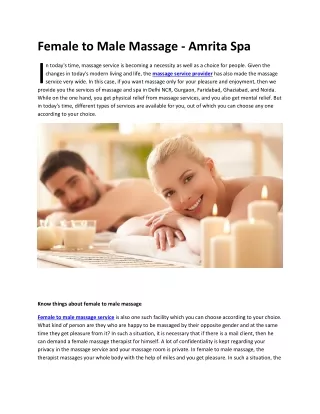 Female to Male Massage Amrita Spa