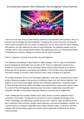 UncoveringNewZealandsMostCelebrationsByInvestigatingCulturalCarnivals