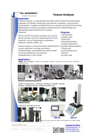 Texture Analyzer from Cell Instruments for material analysis