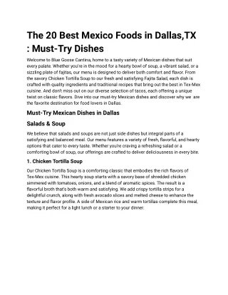 The 20 Best Foods Mexico in Dallas,TX _ Must-Try Dishes