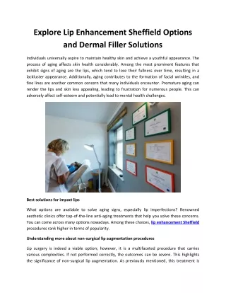 Explore Lip Enhancement Sheffield Options and Dermal Filler Solutions