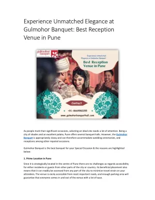 Experience Unmatched Elegance at Gulmohor Banquet Best Reception Venue in Pune