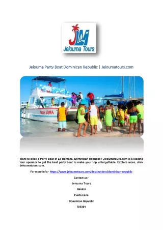 Jelouma Party Boat Dominican Republic | Jeloumatours.com
