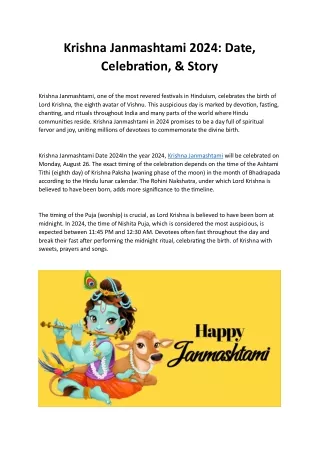 Krishna Janmashtami 2024: Date, Celebration, & Story