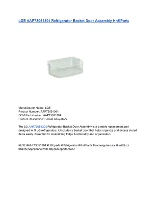 LGE AAP73051304 Refrigerator Basket Door Assembly HnKParts