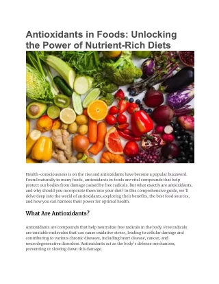 Antioxidants in Foods_ Unlocking the Power of Nutrient-Rich Diets