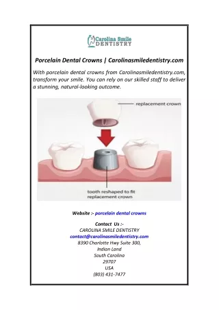 Porcelain Dental Crowns  Carolinasmiledentistry.com