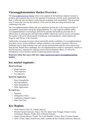 Viscosupplementation Market: Leading Players and Competitive Landscape Analysis