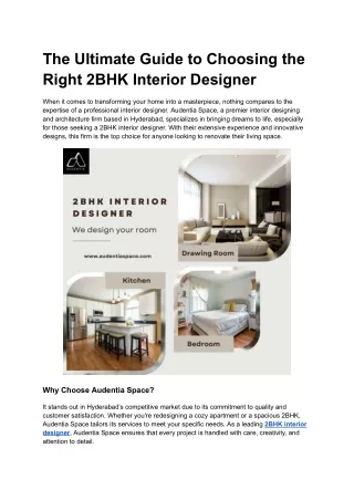 The Ultimate Guide to Choosing the Right 2BHK Interior Designer