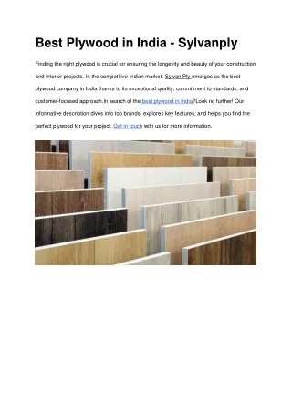 Best Plywood in India - Sylvanply