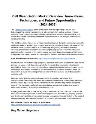 Cell Dissociation Market Insights: How Innovations Will Shape the Future (2024-2