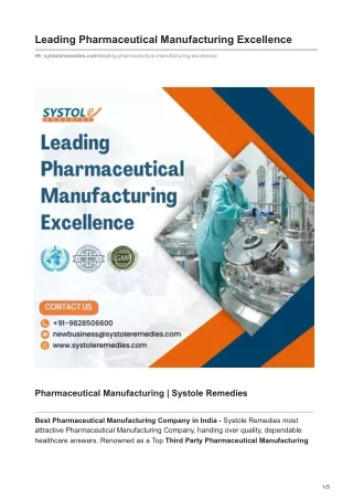 Leading Pharmaceutical Manufacturing Excellence