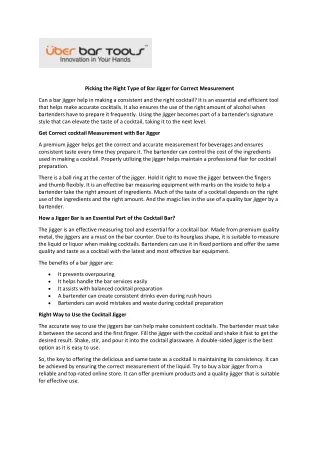 Picking the Right Type of Bar Jigger for Correct Measurement