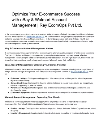 Optimize Your E-commerce Success with eBay & Walmart Account Management.