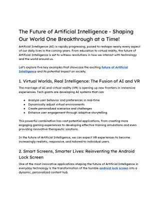 The Future of Artificial Intelligence - Shaping Our World One Breakthrough at a Time!