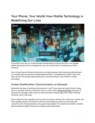 Your Phone, Your World_ How Mobile Technology is Redefining Our Lives