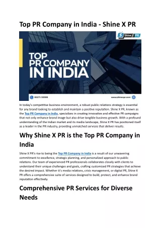 Top PR Company in India - Shine X PR