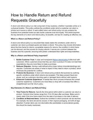 How to Handle Return and Refund Requests Gracefully