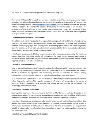 The Future of AI-Augmented Development in the Internet of Things (IoT)