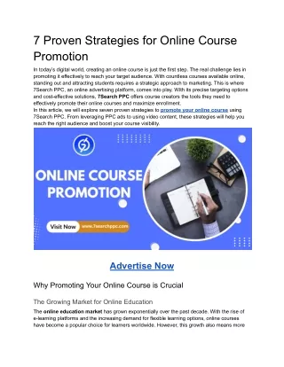 7 Proven Strategies for Online Course Promotion