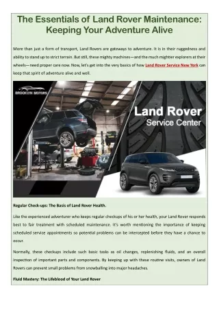 The Essentials of Land Rover Maintenance- Keeping Your Adventure Alive