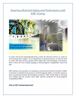 Ensuring Electrical Safety and Performance with EMC Testing