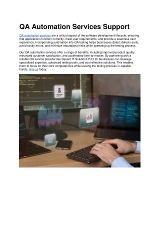 QA Automation Services Support