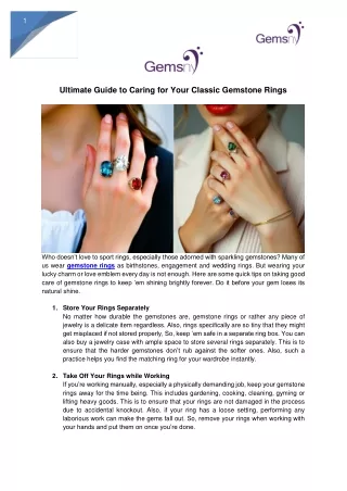 Ultimate Guide to Caring for Your Classic Gemstone Rings