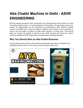 Atta Chakki Machine In Delhi - ASVR ENGINEERING