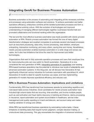 Integrating GenAI for Business Process Automation - successive.tech