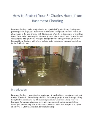 How to Protect Your St Charles Home from Basement Flooding