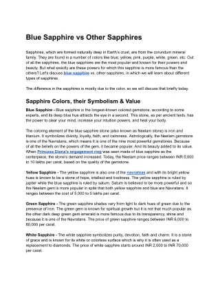 Blue Sapphire vs Other Sapphires