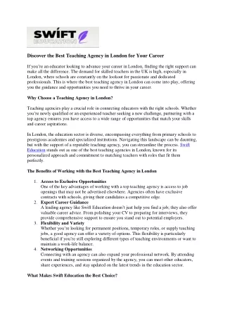 Teacher Recruitment London