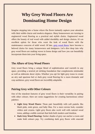 Why Grey Wood Floors Are Dominating Home Design