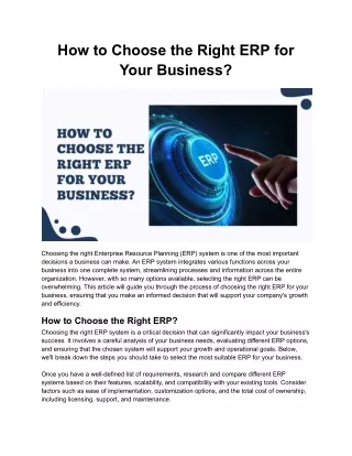 How to Choose the Right ERP for Your Business