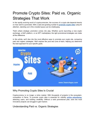 Promote Crypto Sites_ Paid vs. Organic Strategies That Work