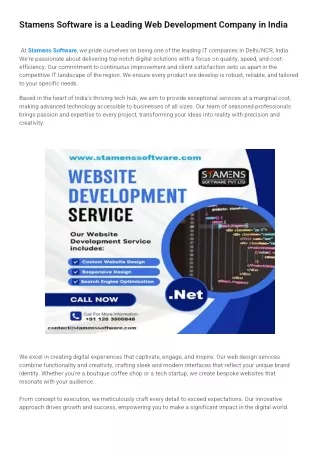 Stamens Software is a Leading Web Development Company in India