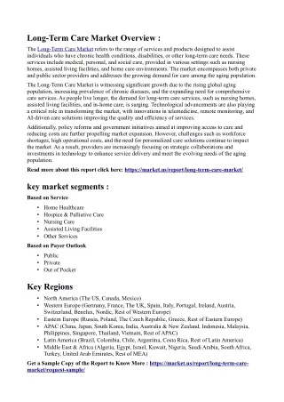 Long-Term Care Market: Adapting to the Aging Population
