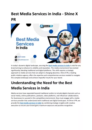 Best Media Services in India - Shine X PR