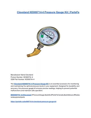 Cleveland KE000714-4 Pressure Gauge Kit _ PartsFe