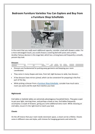 Bedroom furniture varieties you can explore and buy from a Furniture Shop Schofi
