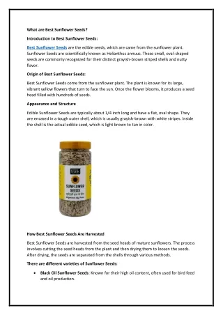 What are Best Sunflower Seeds?